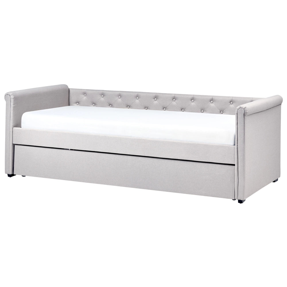Divano Letto estraibile 90 x 200 cm Rivestimento in tessuto grigio Misura singola sottoletto per ospiti