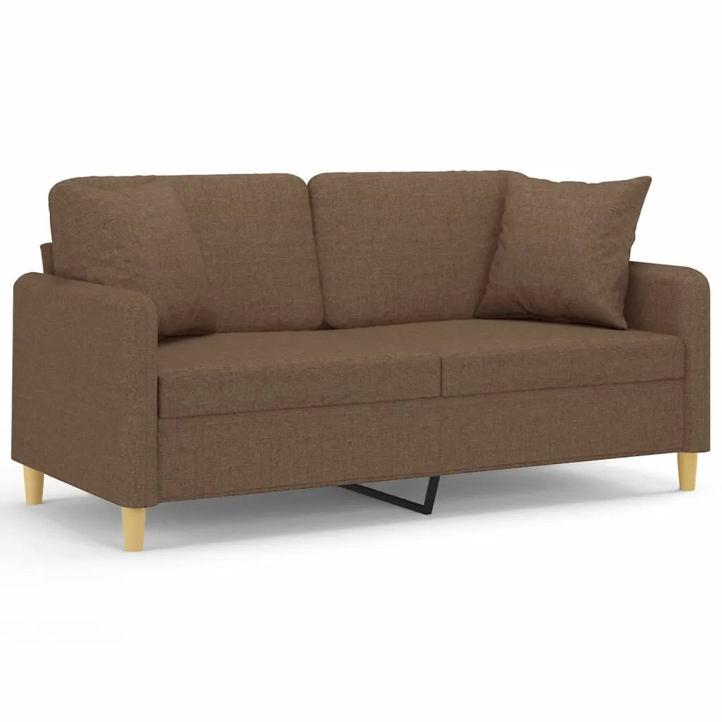 Divano | Divano da soggiorno | Sofa a 2 Posti con Cuscini Marrone 140 cm in Tessuto