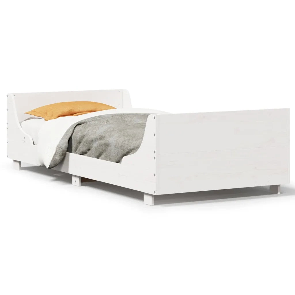Letto senza Materasso-Struttura Letto Bianco 90x200 cm Legno Massello di Pino 738863