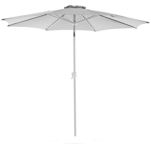 Ombrellone da Giardino Ø3 m Palo Ø48 mm in Alluminio Telo in Poliestere Palm Beach Bianco e Grigio