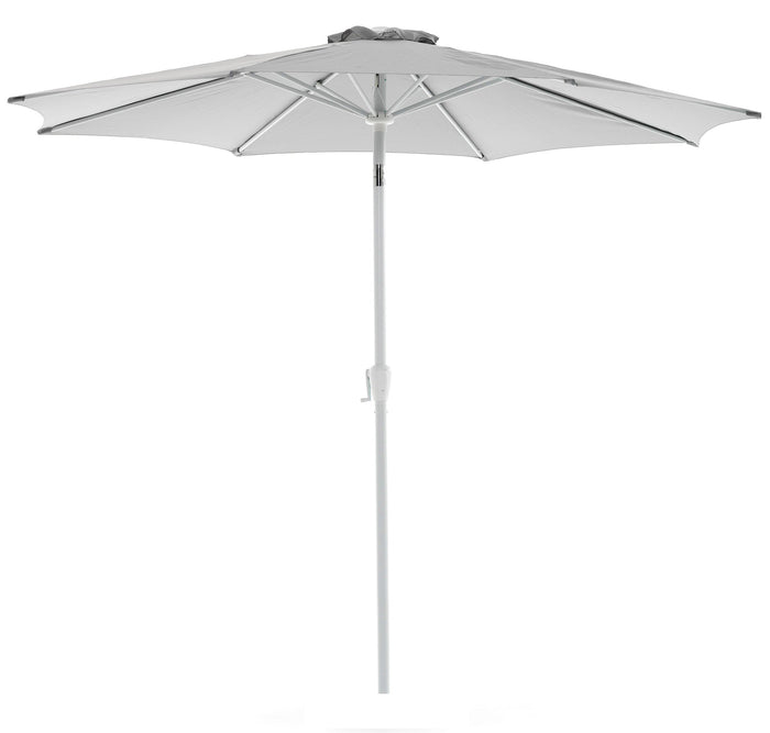 Ombrellone da Giardino Ø3 m Palo Ø48 mm in Alluminio Telo in Poliestere Palm Beach Bianco e Grigio