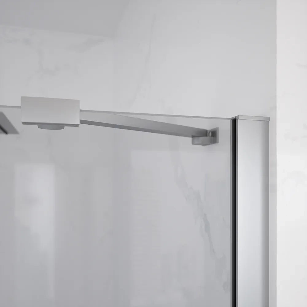 Porta doccia 110cm apertura a battente lato destro con cerniere, profili cromati e vetro da 8mm trasparente h195 | Fiji