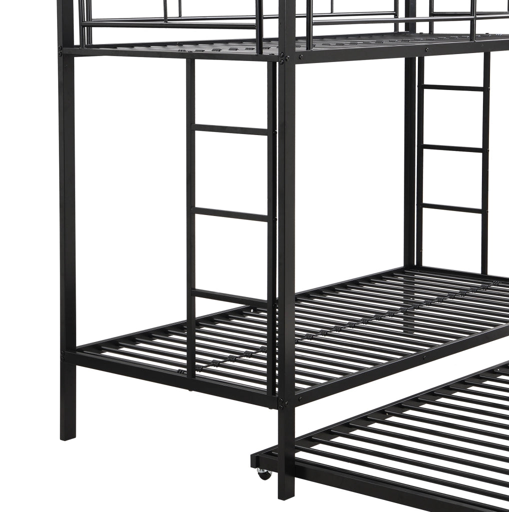 Letto a castello in metallo 90x200 cm con letto estraibile; nero
