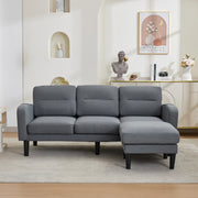 Divano angolare ULEVR 204x136x80 cm, 3 posti con chaise longue e tasche laterali, grigio