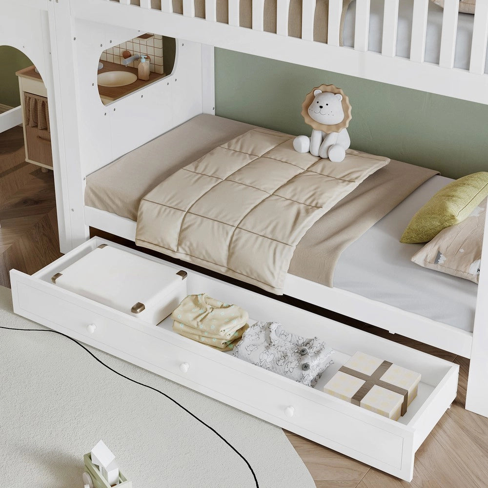 Letto a Castello Bambini in Legno ¨C Xylo ¨C Pino/MDF/Multistrato, Bianco, 90x200