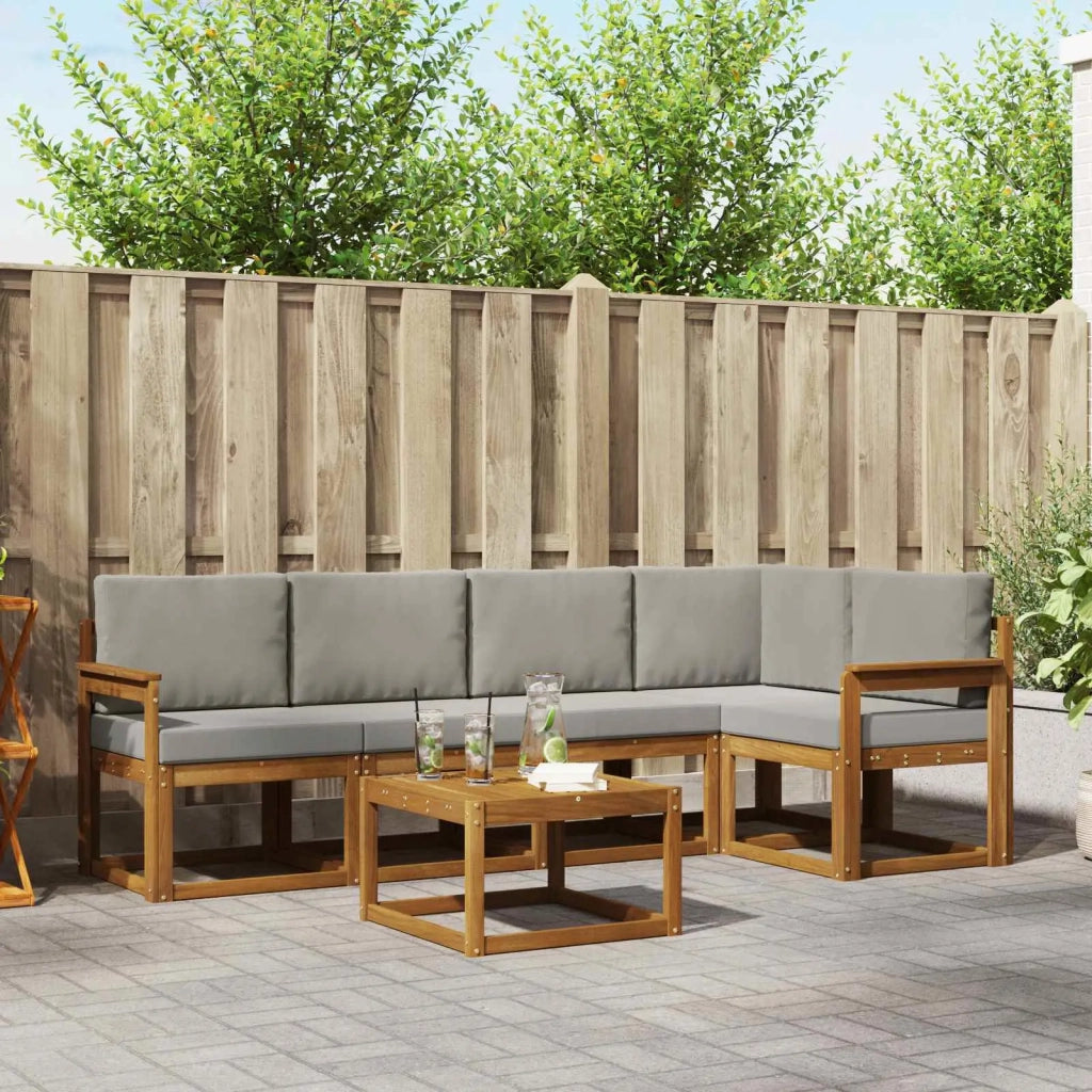 Set di divani da esterno 6 pcs Grigio Naturale e Chiaro 3366419