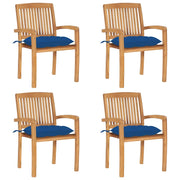 Sedie da Giardino Impilabili 4 pz con Cuscini Massello di Teak cod mxl 24449
