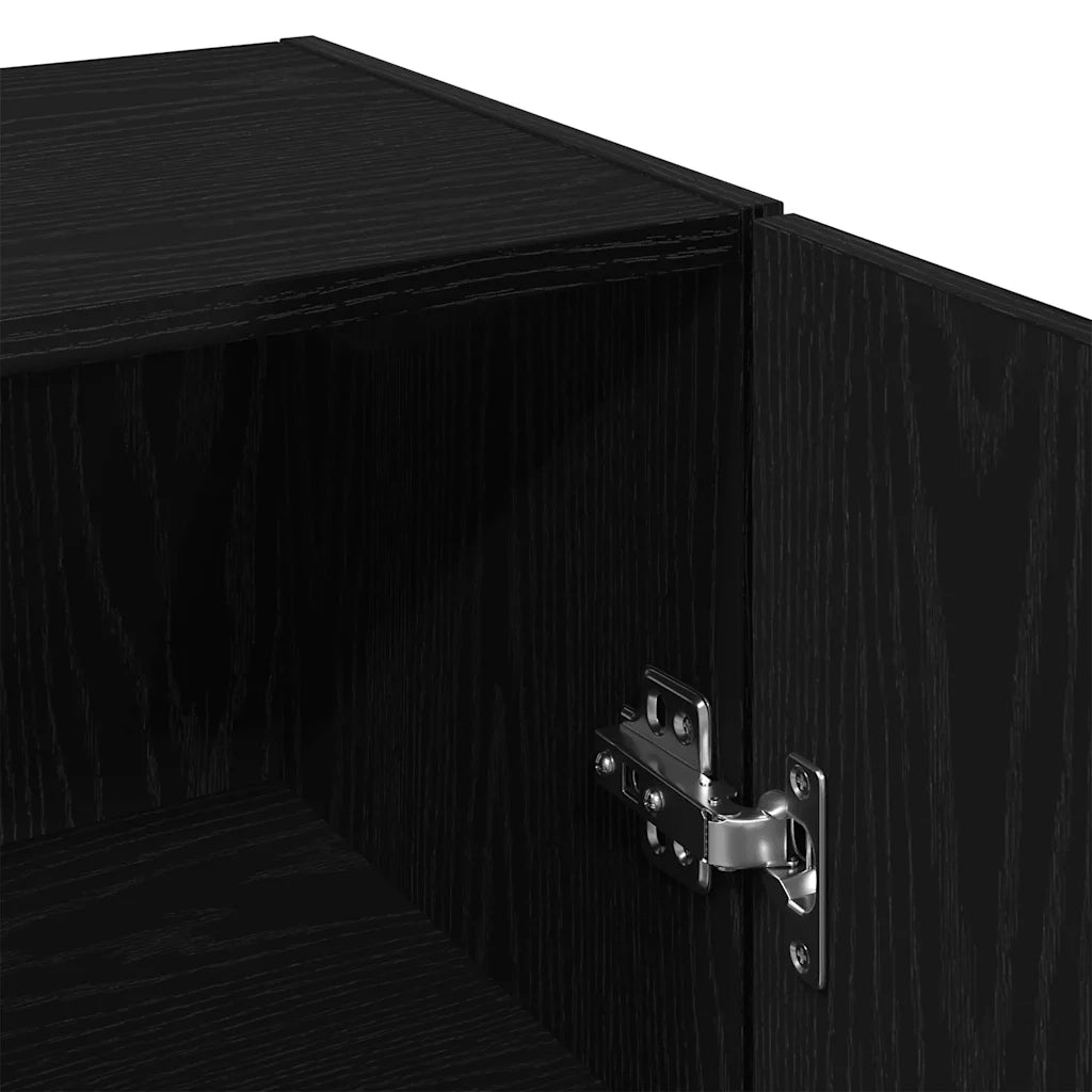 Armadietto a Muro | Mobiletto da Parete Rovere Nero 34,5x34x90 cm in Legno Massello