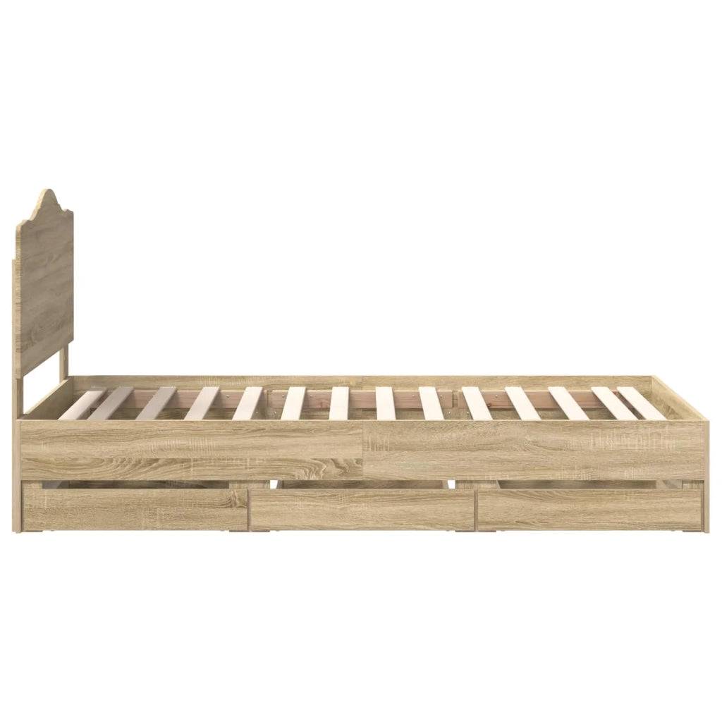 Struttura del letto con cassetto Rovere Sonoma 75 x 190 cm 3413466