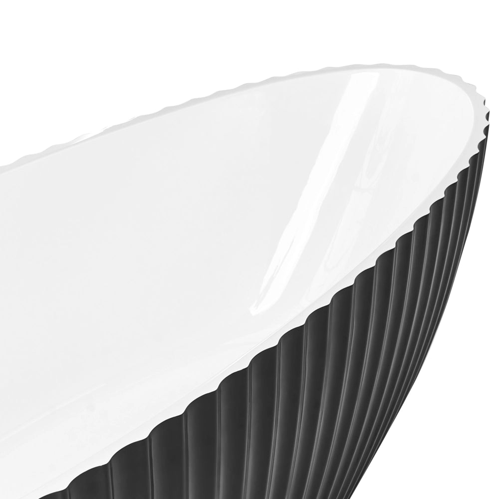 Vasca da bagno ovale moderna freestanding 170 x 78 cm in acrilico finitura scanalata nero lucido da bagno TEFE