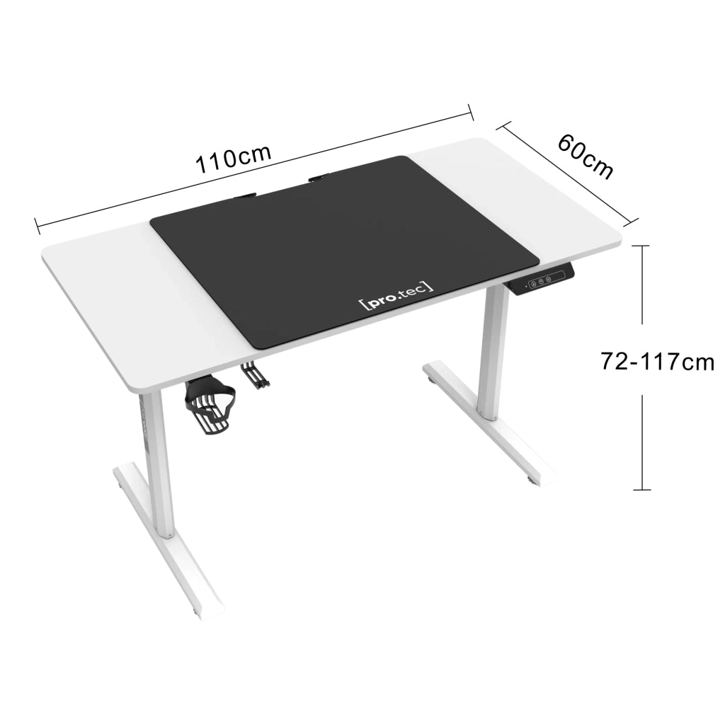 Scrivania/postazione di lavoro elettrica Pomona regolabile in altezza 110 x 60 x 72-117 cm bianco 03_0006657