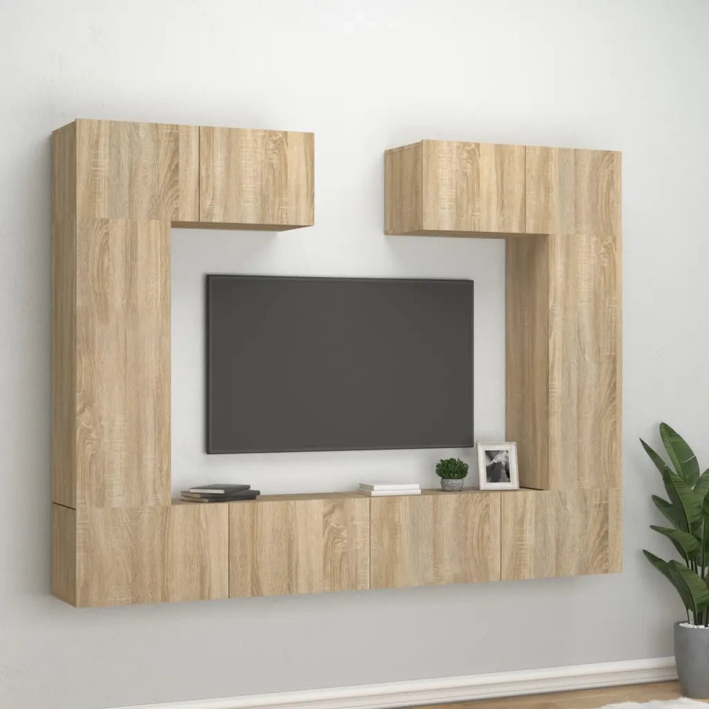 Set di Mobili Porta TV 6 pz-Set di 6 Credenza per TV Rovere Sonoma in Legno Multistrato 824105