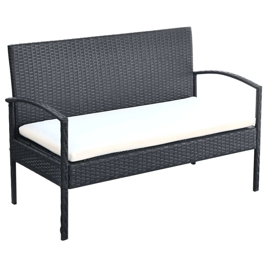 Set Divani da Giardino 4 pz con Cuscini in Polyrattan Nero 42673