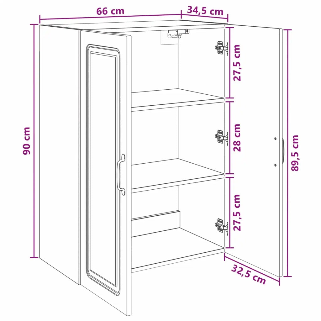 Mobiletto a muro Rovere Sonoma 66 x 34,5 x 90 cm 899247
