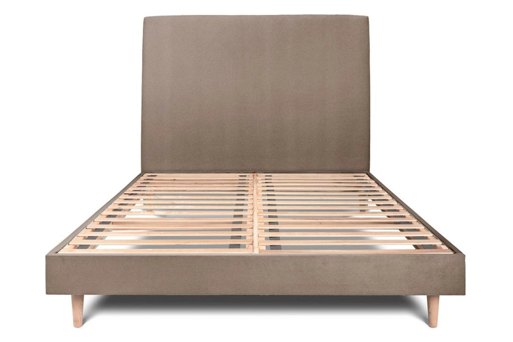 Letto 140x190 cm con testiera imbottita - Tessuto velluto