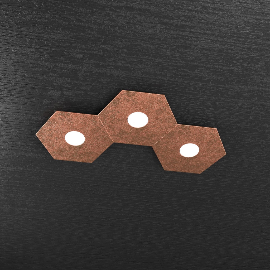 HEXAGON APPLIQUE-PLAFONIERA 3 LUCI FOGLIA RAME 1142-3L-FR