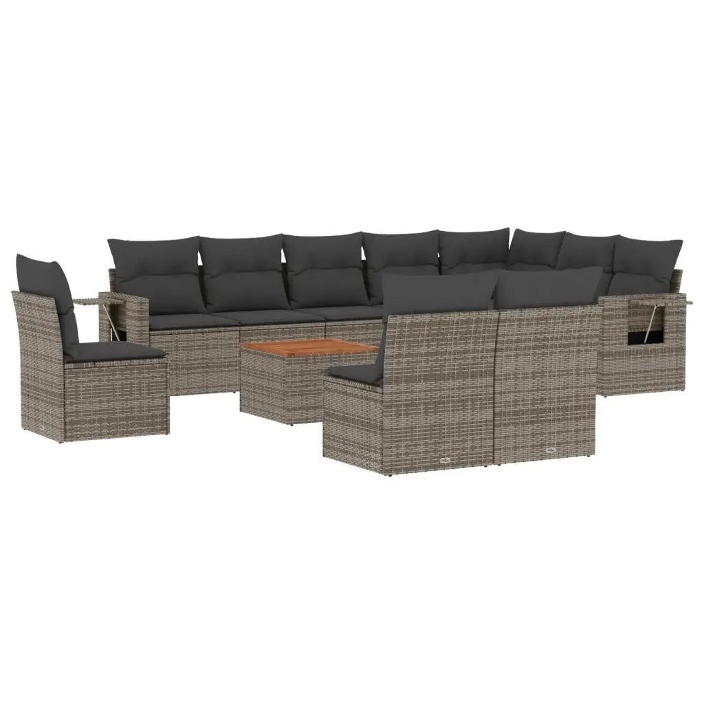 Set Divani da Giardino 11 pz con Cuscini in Polyrattan Grigiocod mxl 88324