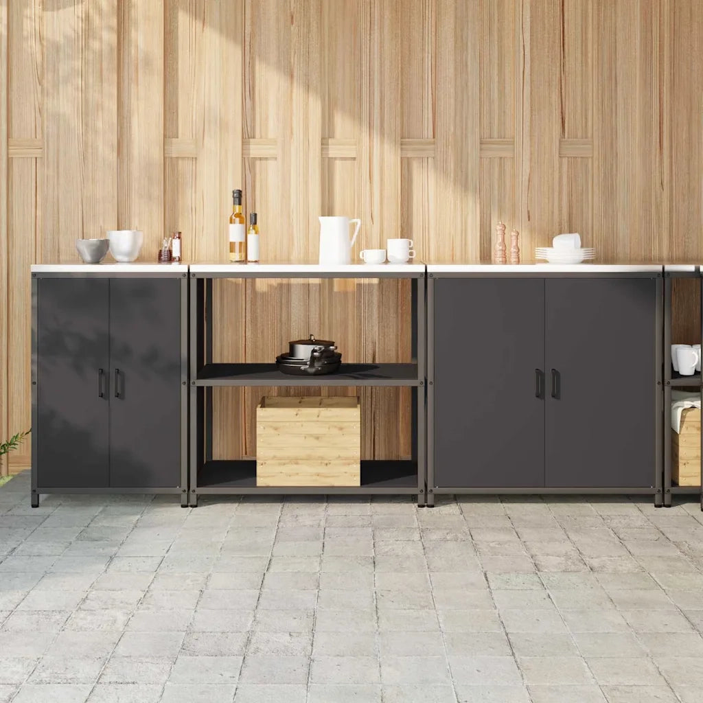 Set di Stoccaggio per Cucina con lo scaffale 3 pcs Nero Acciaio 3392673