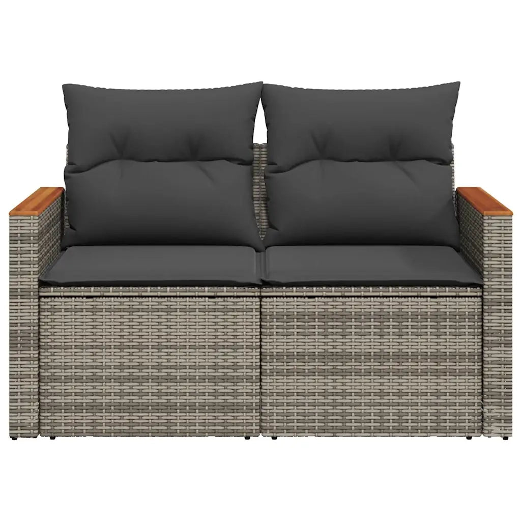 Divano da Giardino con Cuscini 2 Posti Grigio in Polyrattan 366144