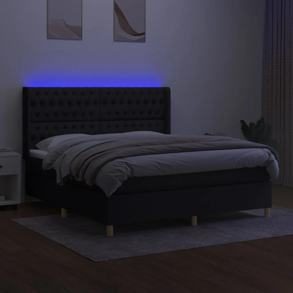 Letto a Molle con Materasso e LED Nero 180x200cm in Tessutocod mxl 75402