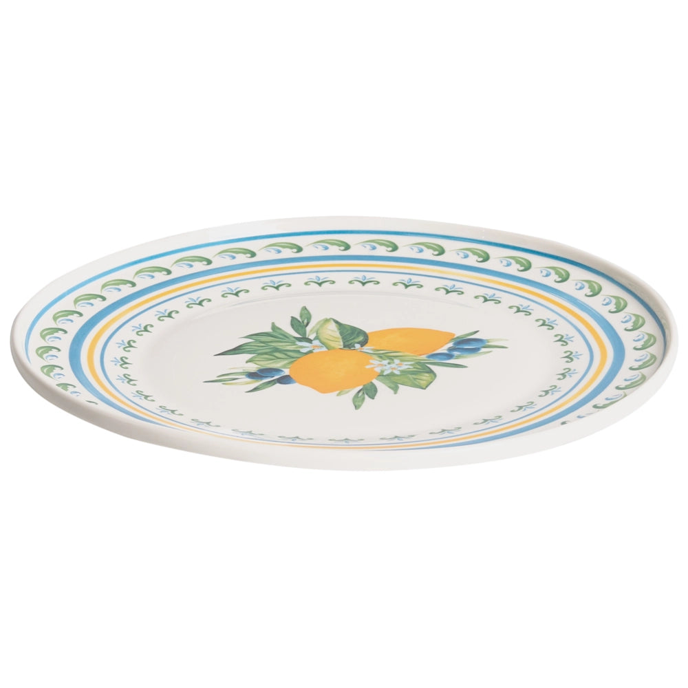 Set da 24 stoviglie in porcellana bianca/verde con finitura smaltata e motivo agrumi limoni Ciotole e piatti per cucina e sala da pranzo
