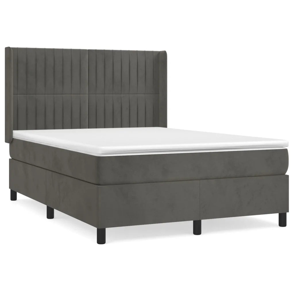 Giroletto a Molle con Materasso Grigio Scuro 140x190 cm Velluto 3132796