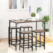 TAVOLO BAR con 4 Sgabelli 100x60x88 cm Marrone Rustico e Nero