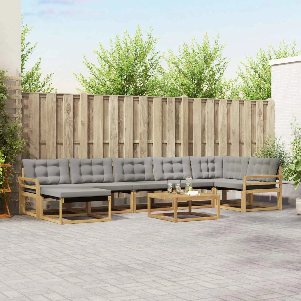 Set di divani da esterno 8 pcs Bianco e Grigio Chiaro