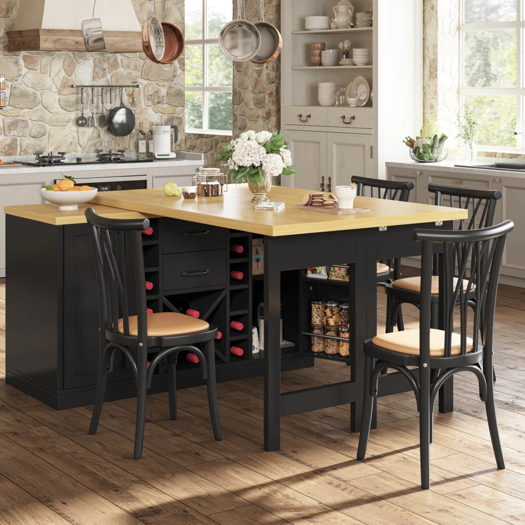 Isola da cucina girevole 120-223 cm con vani contenitore