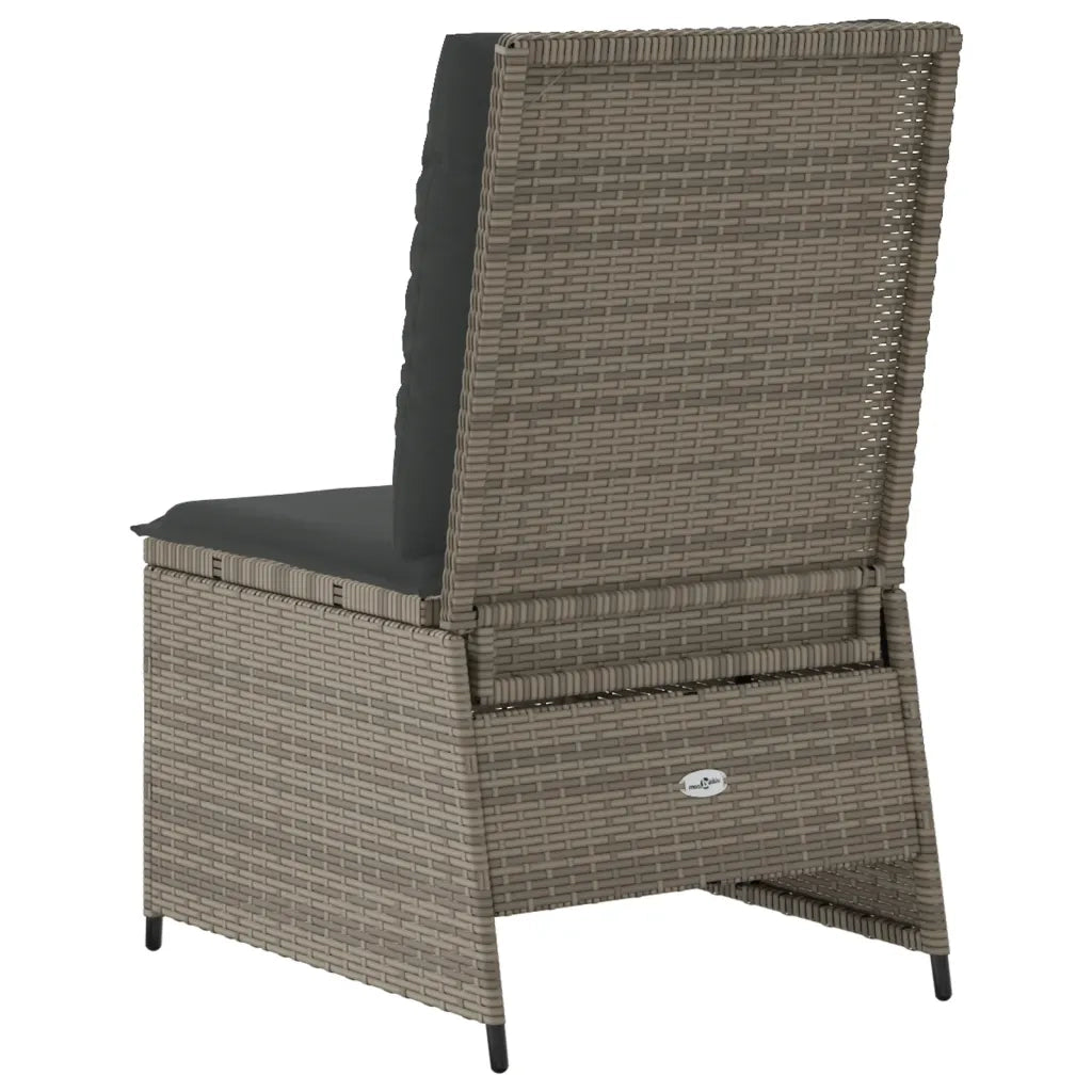 Divano Reclinabile da Giardino con Cuscini-Sofa da Giardino-Divano da esterno Grigio in Polyrattan