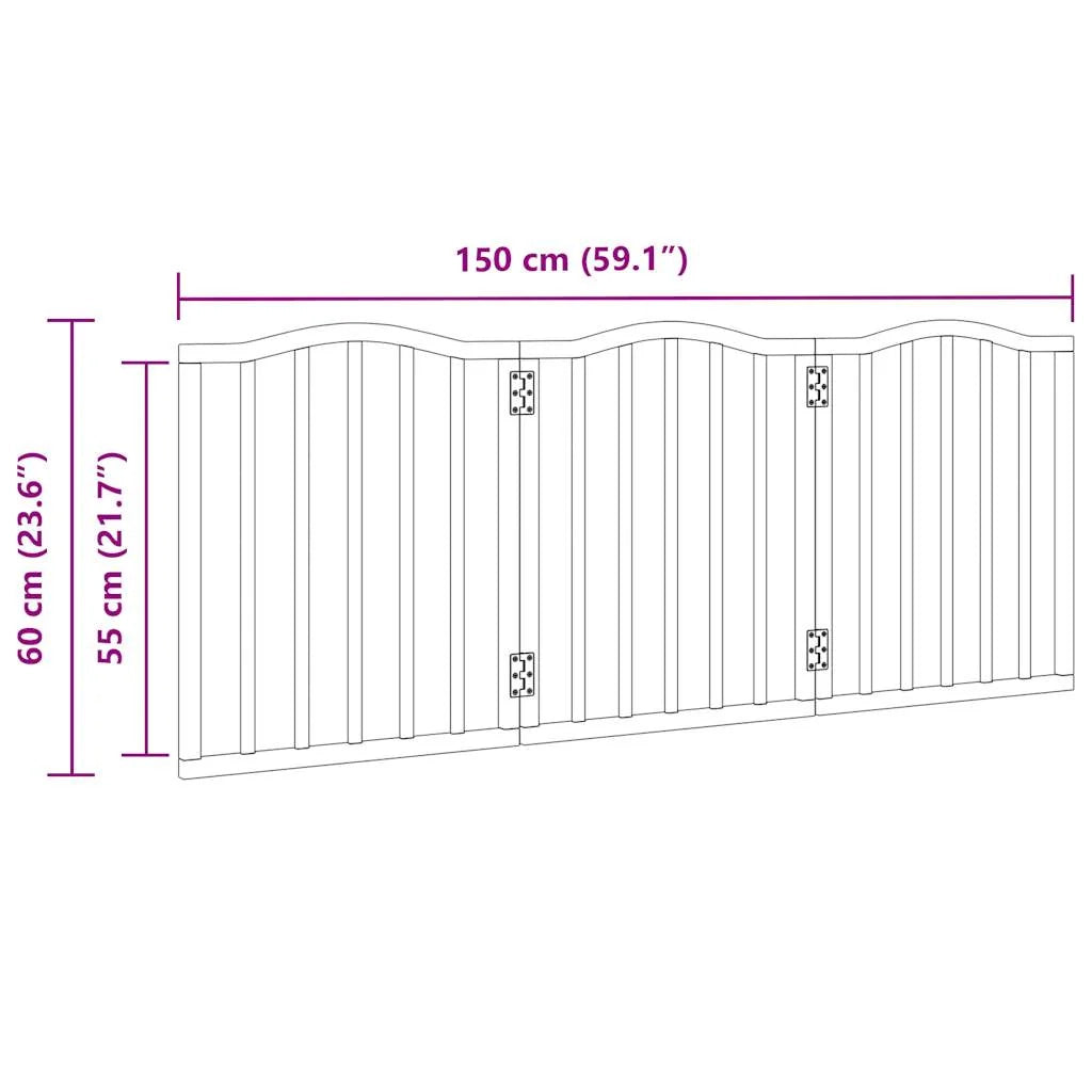 Cancelletto di sicurezza pieghevole per cani a 3 pannelli 150 cm legno di pioppo marrone 02_0023063
