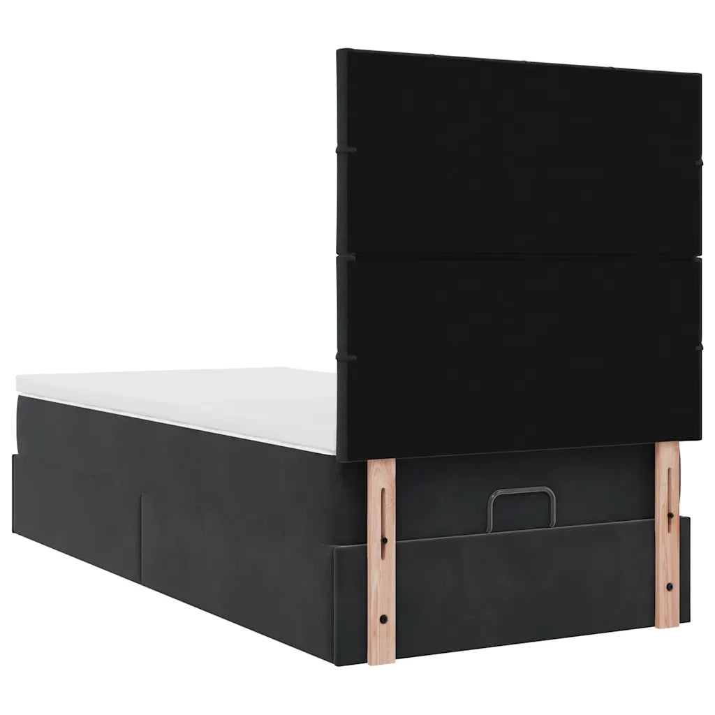 Struttura Letto Pouf con Materassi Nero 90x190 cm in Velluto 3313441