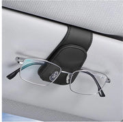 Bracciale multifunzionale con clip - Supporto per occhiali per auto - Porta carte - Porta documenti - Materiale in pelle - Dimensioni 4,5 x 9,5 cm - Clip per occhiali