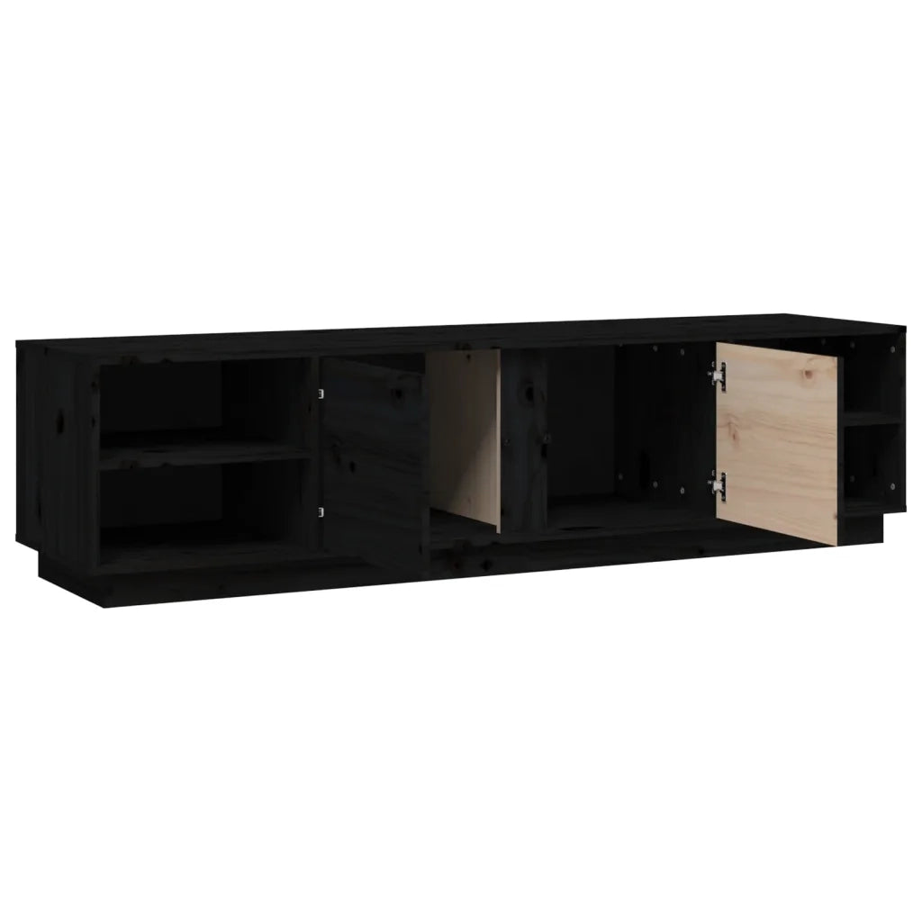 Mobile Porta TV Nero 156x40x40 cm in Legno Massello di Pino 814458
