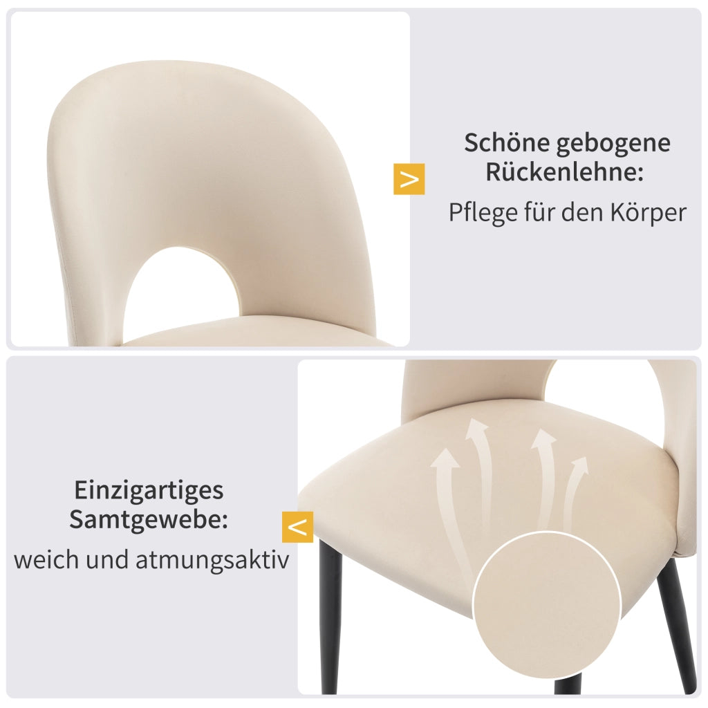 SEDIA IMBOTTITA IN VELLUTO BEIGE SET DA 2 PEZZI CON SCHIENALE