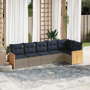 Set Divani da Giardino 6 pz con Cuscini Grigio in Polyrattan 3227671