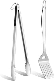 Accessori barbecue set con pinza da griglia e spatola da griglia (2 in 1)