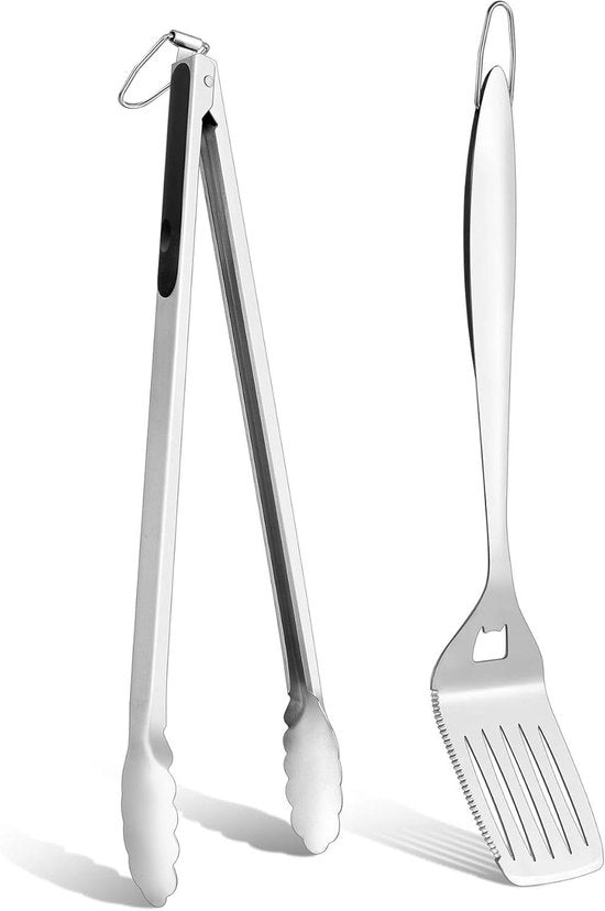 Accessori barbecue set con pinza da griglia e spatola da griglia (2 in 1)