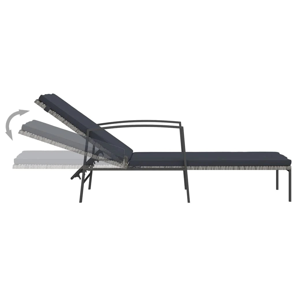 Sedia a sdraio lettino prendisole lettino da giardino mobili da esterno per patio con cuscino resina intrecciata grigia 02_0012511