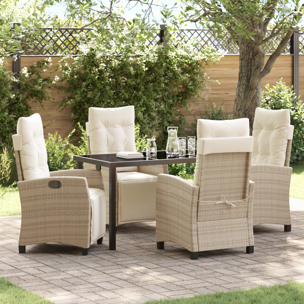 Set di 5 pezzi per la cena in giardino beige in polyrattan