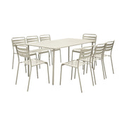 Set tavolo da giardino in acciaio con 8 sedie, 160cm, beige