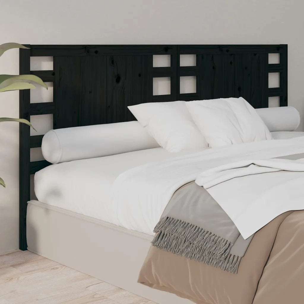 Testiera per Letto Nera 166x4x100 cm in Legno Massello di Pino 818784