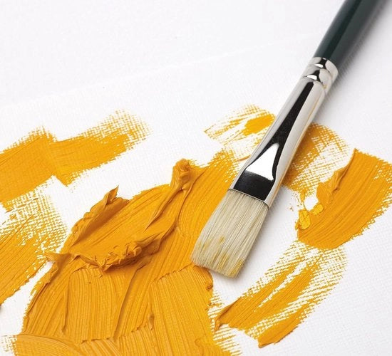 Set di pennelli per olio-acrilico-alcalde - 5 set di pennelli - pennello rotondo nr. 2-nr. 6 pennello piatto nr. 6 pennello piatto corto-nr. 2 pennello di noce nr. 4 con manico