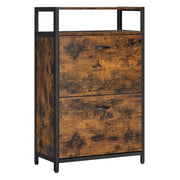 Scarpiera con 2 ante a ribalta mobile contenitore con scomparti aperti e divisori regolabili per ingresso contiene 8-12 paia di scarpe 60 x 30 x 95 cm marrone 12_0006370