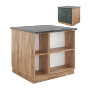 Isola cucina Fame-Line Verde-oro rustico/Rovere dorato 90 cm con cassetto, senza piano di lavoro Vicco