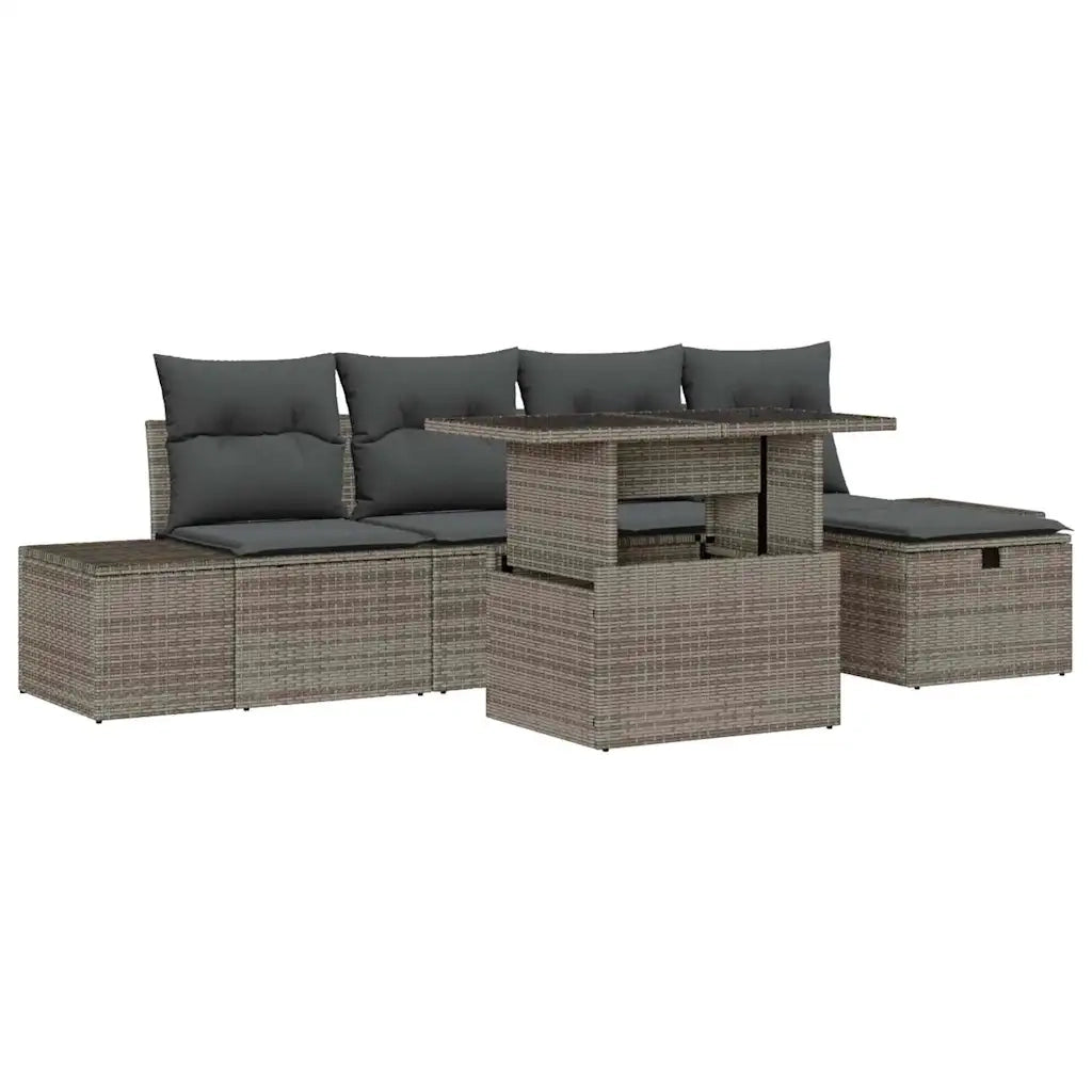 Set Divano da Giardino 6 pcs Grigio polyrattan