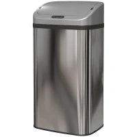 Bidone della spazzatura con sensore da 48 L per cucina o ufficio, funzione di chiusura automatica, in acciaio inossidabile, tono argento