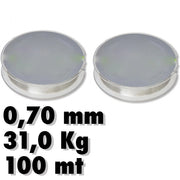 Trade Shop - 2 Rotoli Rotolo Lenza 0.70mm 31.0kg 100metri Ciascuno Pesca Altissima Resistenza -