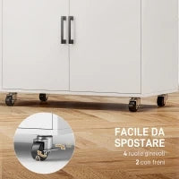 Mobile Asse da Stiro con Armadietto a 2 Ante e Spazio Aperto, 125x43.5x102.5 cm, Bianco