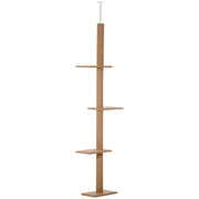 Tiragraffi regolabile in altezza, albero da arrampicata per gatti, albero gioco, marrone chiaro, 43x27x228-260 cm, per gioco attivo e relax